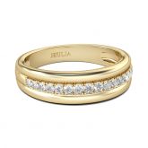 Jeulia Gold Tone Round Cut Sterling Silver Men's Band