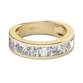 Jeulia Gold Tone Princess Cut Sterling Silver Women's Band
