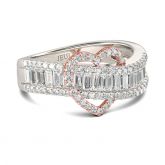 Jeulia Heart Design Two Tone Sterling Silver Women's Band