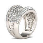 Jeulia Wide Pave Round Cut Sterling Silver Women's Band