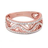 Jeulia Rose Gold Tone Round Cut Sterling Silver Women's Band