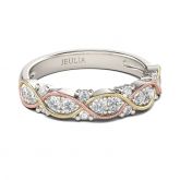 Jeulia Milgrain Tri-Tone Sterling Silver Women's Band