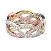 Jeulia Tri-Tone Intertwined Sterling Silver Women's Band
