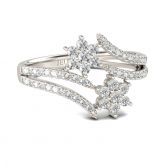 Jeulia Bypass Floral Round Cut Sterling Silver Ring