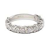 Jeulia Heart Motif Round Cut Sterling Silver Women's Band
