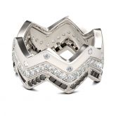 Jeulia Chevron Round Cut Sterling Silver Women's Band