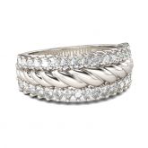 Jeulia Twist Round Cut Sterling Silver Women's Band
