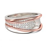 Jeulia Two Tone Round Cut Sterling Silver Women's Band