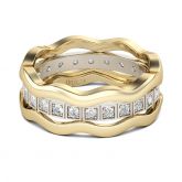 Jeulia Wavy Round Cut Sterling Silver 3PC Wedding Band