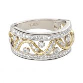 Jeulia Two Tone Twist Round Cut Sterling Silver Women's Band