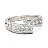 Jeulia Bypass Round Cut Sterling Silver Women's Band
