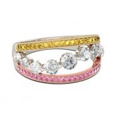 Jeulia Tri-Tone Round Cut Sterling Silver Women's Band