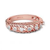 Jeulia Rose Gold Tone Round Cut Sterling Silver Women's Band