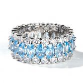 Classic Oval and Round Cut Sterling Silver Eternity Ring