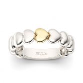 Jeulia Two Tone Heart Shape Sterling Silver Women's Band