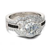 3PC Round Cut Sterling Silver Ring Set