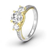 Two Tone Three Stone Sterling Silver Ring