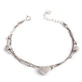 Three Layers Heart Design Sterling Silver Bracelet