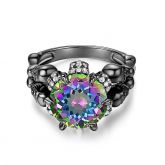 Jeulia Black Tone Round Cut Sterling Silver Skull Ring