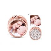 Rose Gold Round Shape Photo Charm Sterling Silver
