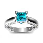 Sidestone Princess Cut Sterling Silver Ring