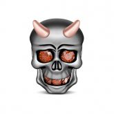 Two Tone Skull Charm Sterling Silver