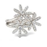 Flower Design Split Shank Sterling Silver Ring