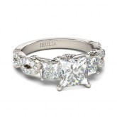Jeulia Three Stone Princess Cut Sterling Silver Ring