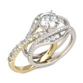 Two Tone Round Cut Interchangeable Sterling Silver Ring Set