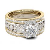 Jeulia Vintage Halo Round Cut Sterling Silver Ring Set