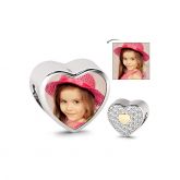 Yellow Heart Photo Charm Sterling Silver