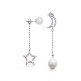 Asymmetric Star Moon Earring Drops