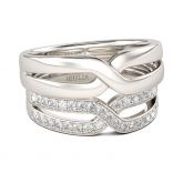 Crossover Round Cut Sterling Silver Band Set