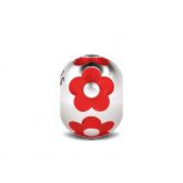 Red Flower Charm Sterling Silver
