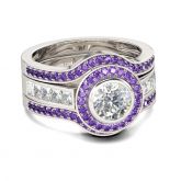 Jeulia 3PC Halo Round Cut Ring Set