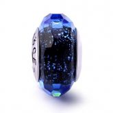 Dark Blue Faceted Glass Charm