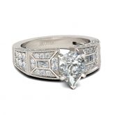 Jeulia Art Deco Pear Cut Sterling Silver Ring
