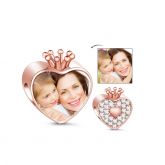 Rose Gold Crown Heart Photo Charm Sterling Silver