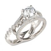 Milgrain Round Cut Interchangeable Sterling Silver Ring Set