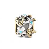 Butterfly and Flower Charm Sterling Silver
