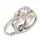 Two Tone Round Cut Interchangeable Sterling Silver Ring Set