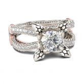 Split Shank Round Cut Sterling Silver Snake Ring