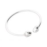 Heart and Clover Bangle Sterling Silver
