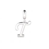 Letter T Dangling Charm Sterling Silver