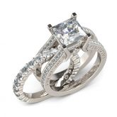 Jeulia Interchangeable Princess Cut Sterling Silver Ring Set