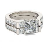 Contemporary Design Princess Cut Sterling Silver Ring Set