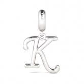 Letter K Dangling Charm Sterling Silver