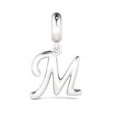 Letter M Dangling Charm Sterling Silver