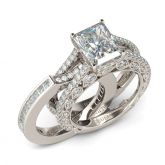 Interchangeable Radiant Cut Sterling Silver Ring Set