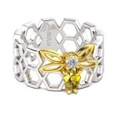 Two Tone Honeycomb Sterling Silver Women's Band